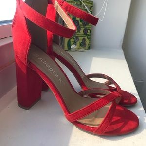 Open toed high heels.